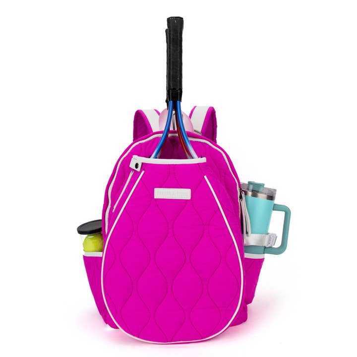 Tennis Courtside Backpack - Vivid Pink / White for wholesale by Parker & Hyde