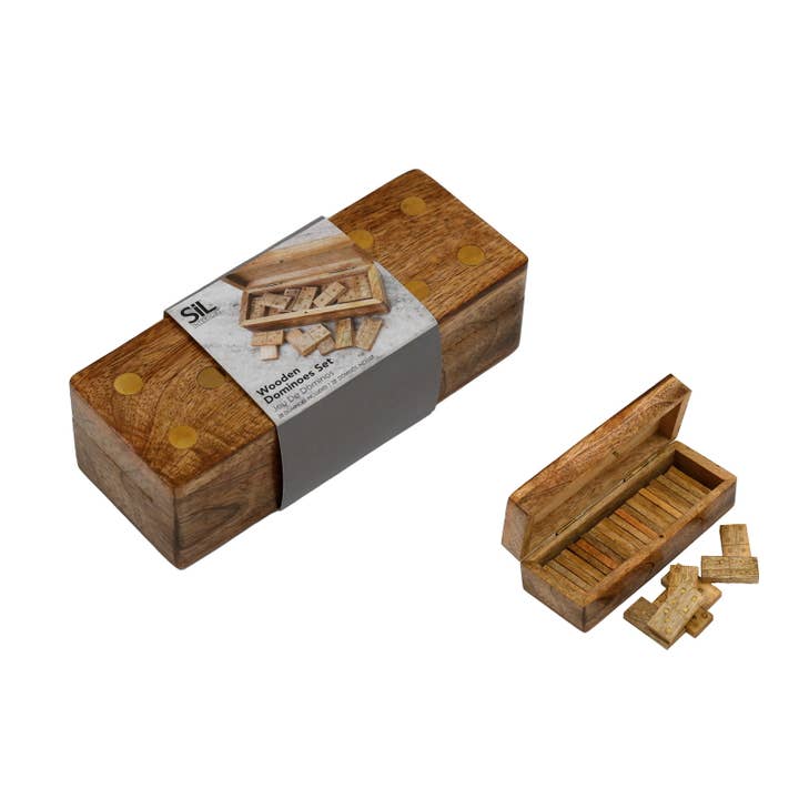 Geko Products - Wholesale Dominoes - Wood & Brass Domino Set 16cm