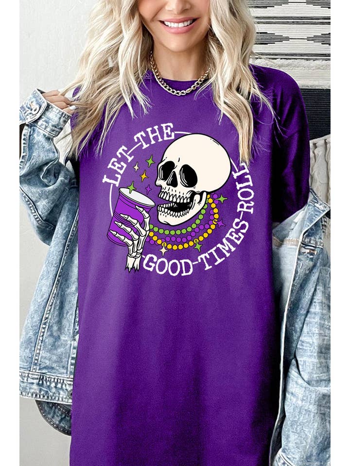 LET THE GOOD TIMES ROLL,MARDI GRAS,SKULL,BEADS,CARNIVAL for wholesale by COLORBEAR