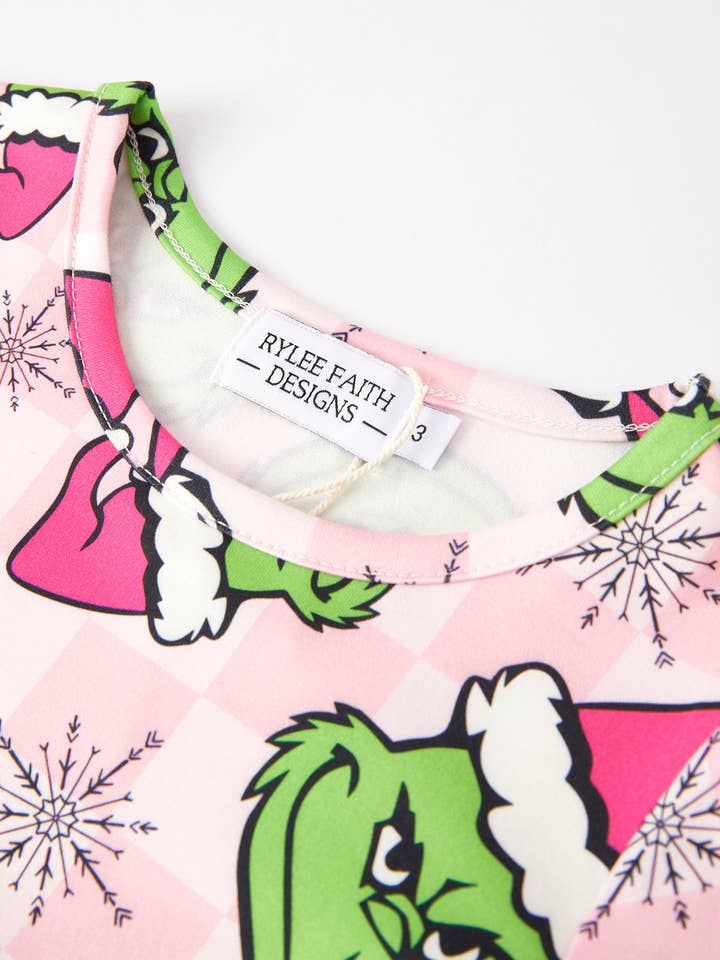 Rylee Faith Designs - Wholesale Top & Pant Set - Kids - Christmas Girls Cartoon Print Outfit Set