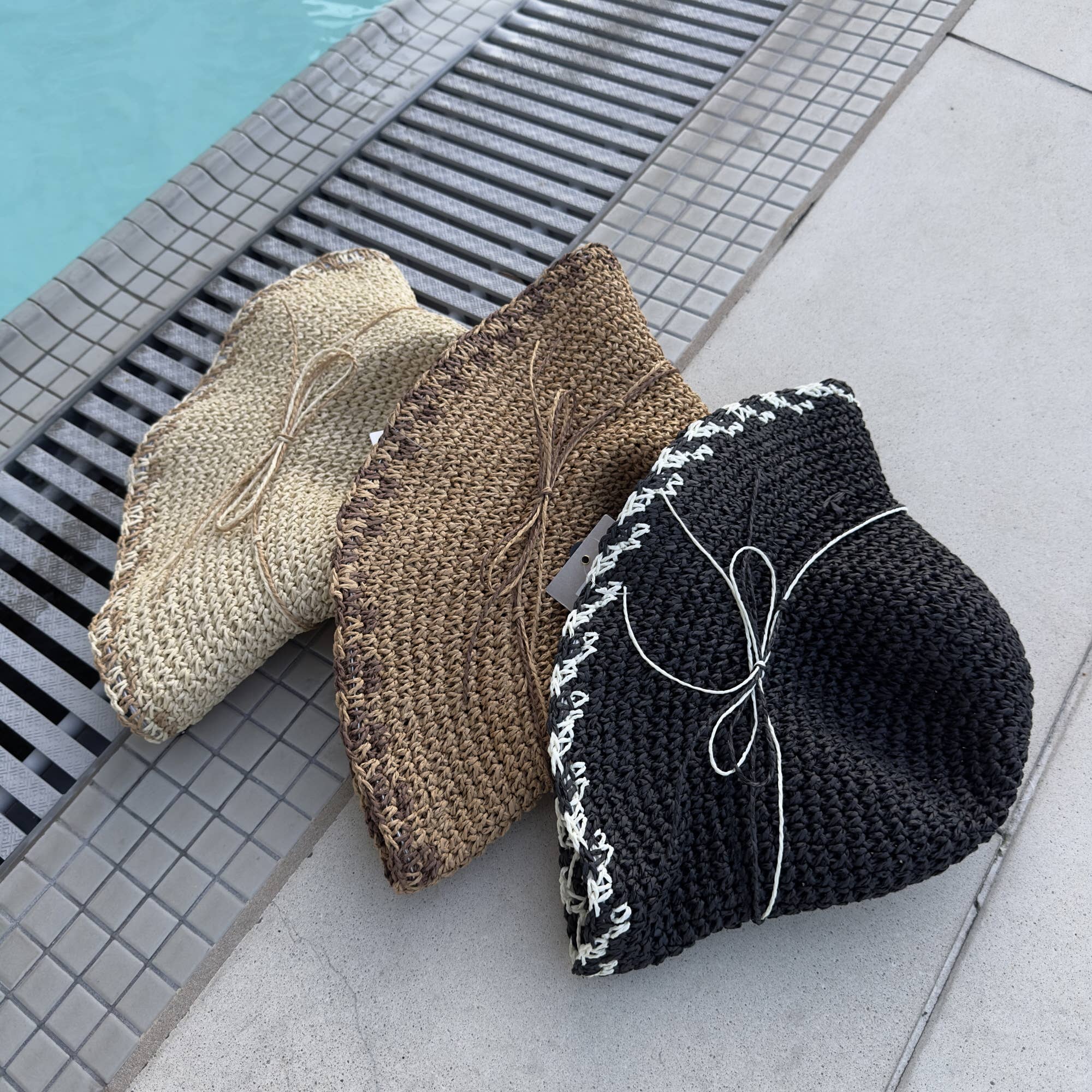 Queens INC - Wholesale Straw Hat - Women's - Seaside Woven Bucket Hat 🌿 with Bow Detail3