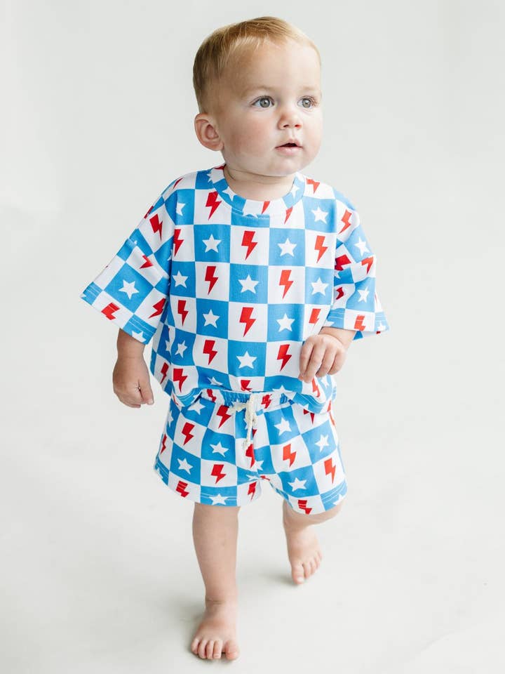 Lucky Panda Kids - Wholesale Top & Short Set - Kids - Kids Shorts Set | Checks & Stars