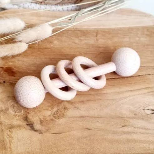 Sonajero de madera de haya con 3 anillos para venta al por mayor de Rammelaartje