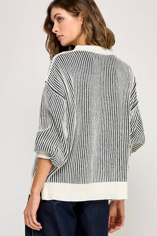 Miss Love - Wholesale Knit Sweater - Women's - Super Soft Strip Sweater15