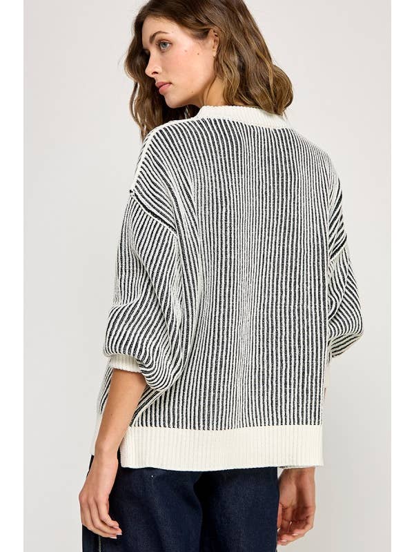 Miss Love - Wholesale Knit Sweater - Women's - Super Soft Strip Sweater15