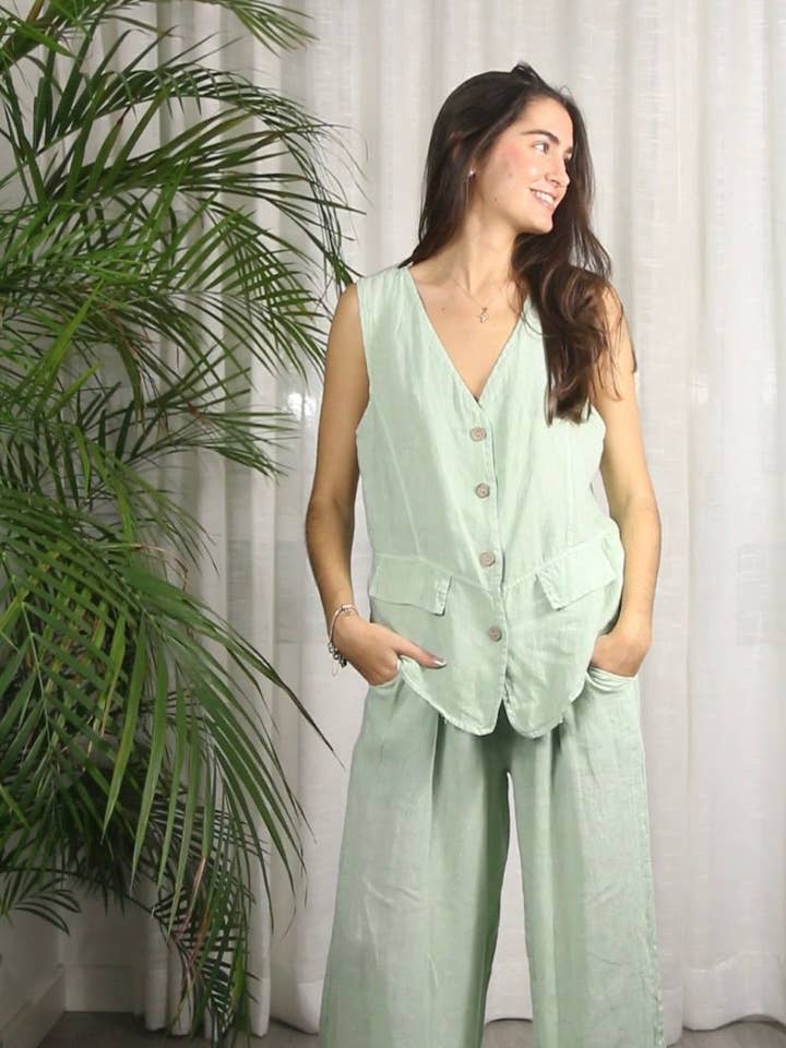 Linen & More - Wholesale Outerwear Vest - Women's - REF 17404 100% LINEN VEST7