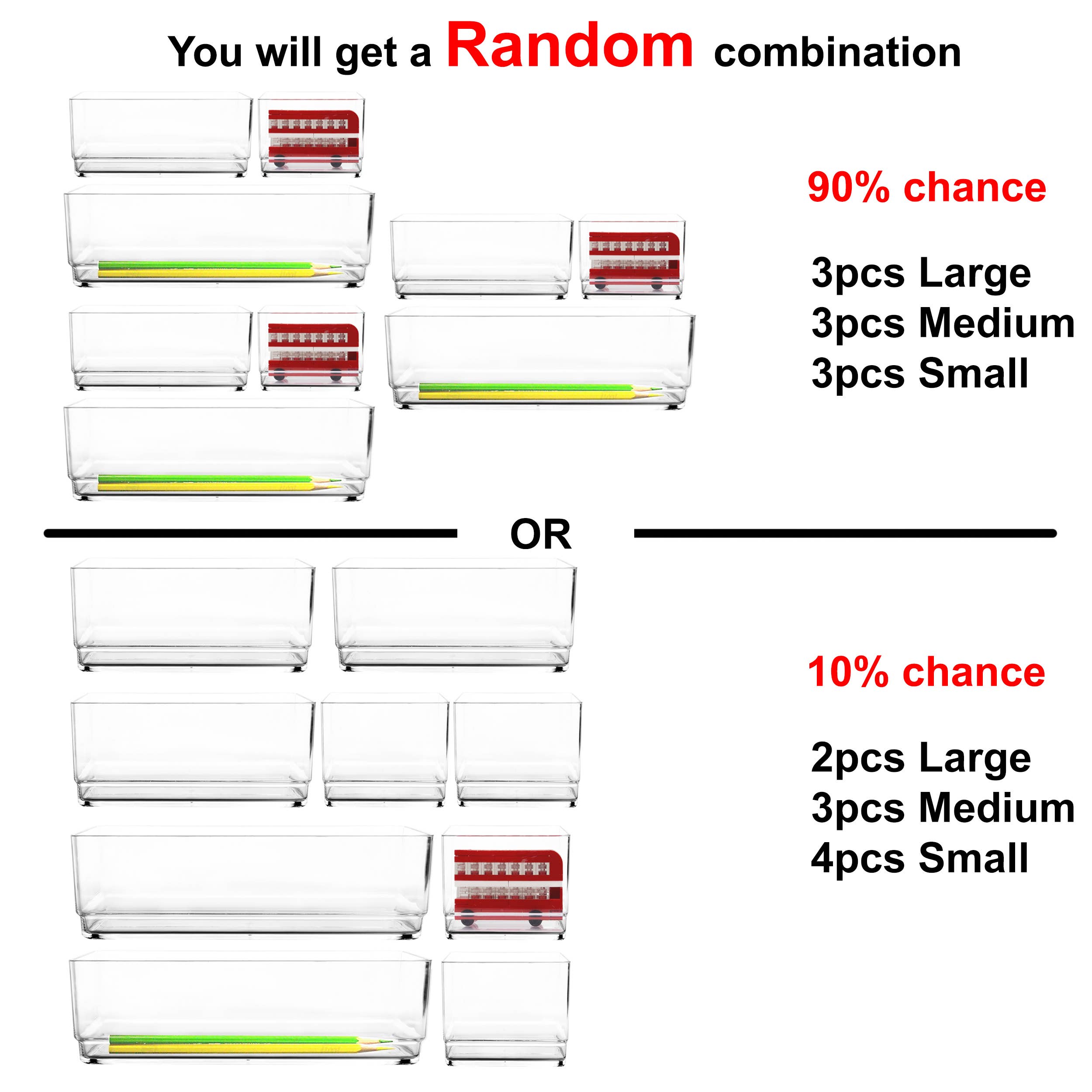 Youngever - Wholesale Drawer Organizer - Youngever 9 Pcs Plastic Vanity and Desk Drawer Organizers1