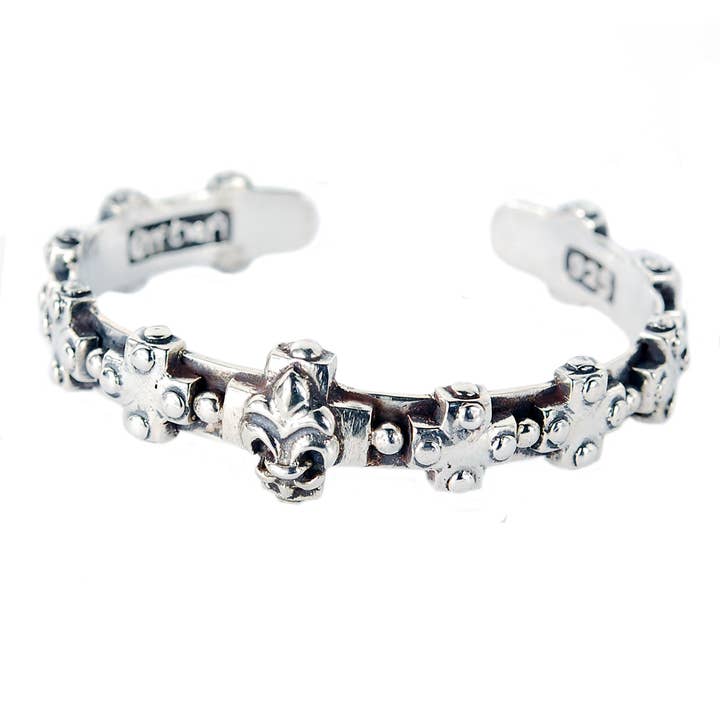 Silver Bangle Plain Crosses And Lily for wholesale by ElfCraft