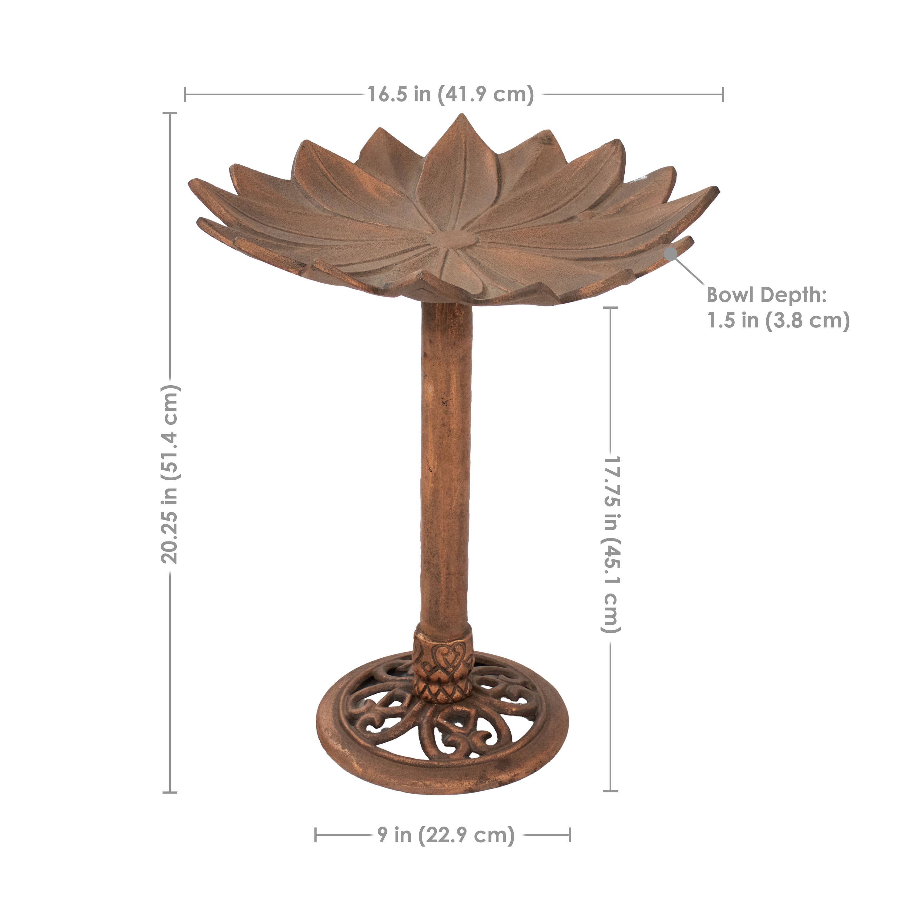 Sunnydaze Decor - Wholesale Bird Bath - Garden Lotus Metal Bird Bath - Copper Patina - 16.5-Inch4