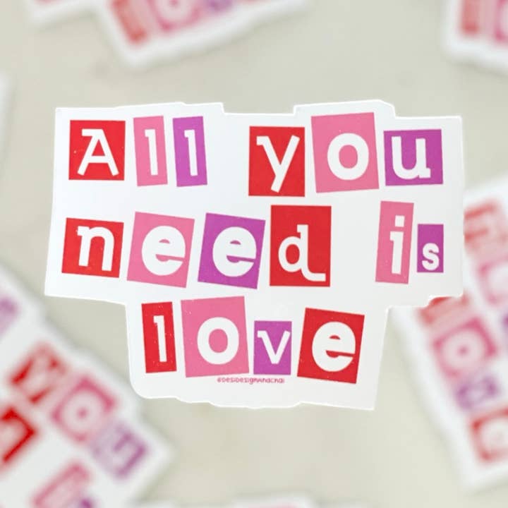 Tudo que você precisa é adesivo de amor (formato em caixa) por atacado de Desi design and chai