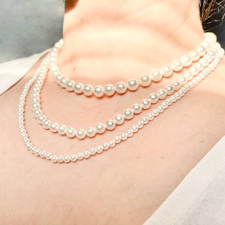 Blueyejewelry - Wholesale Beaded/Pearl Necklace - Pearl Necklace - 4 mm 6 mm 8 mm Shell Pearl Choker 7