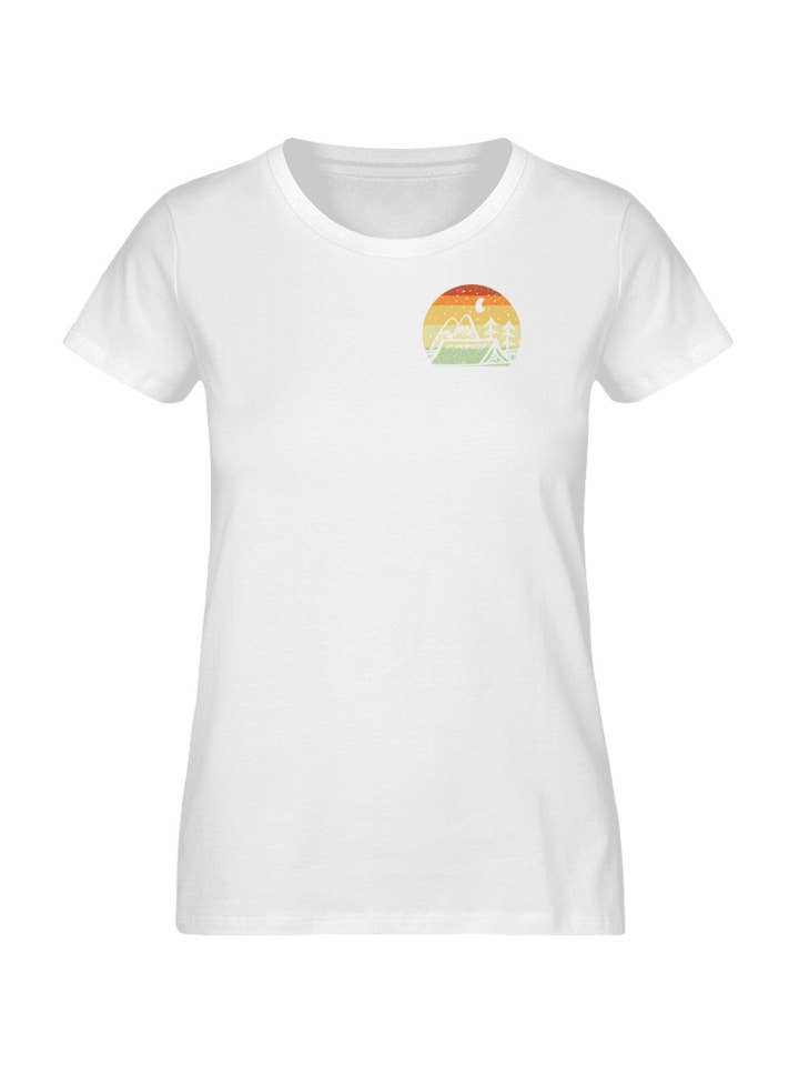 Uwaldu – Großhandel T-Shirt mit Siebdruck – Damen – Camping by night - Damen Premium Organic Shirt