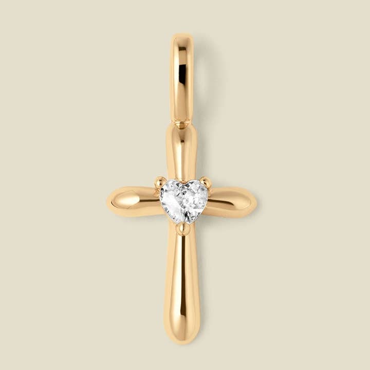 CZ Heart Cross Charm for wholesale by Made By Mary