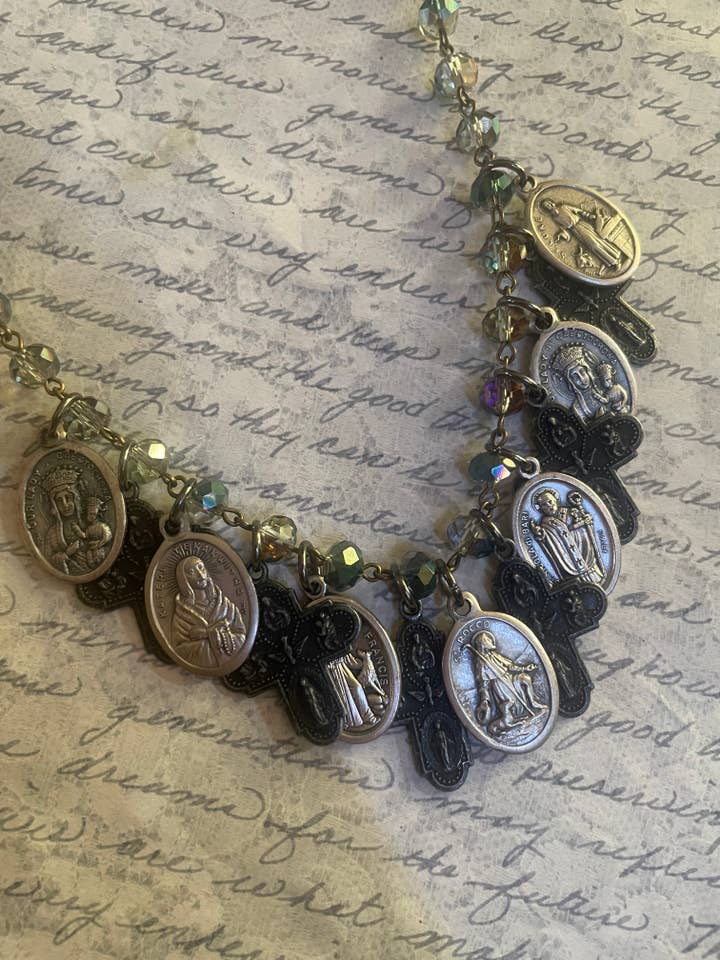 Catholic Medal & Cruciform Necklace-Religious:Spiritual/Gift for wholesale by Savannah Hoffman Designs Artisan Jewelry