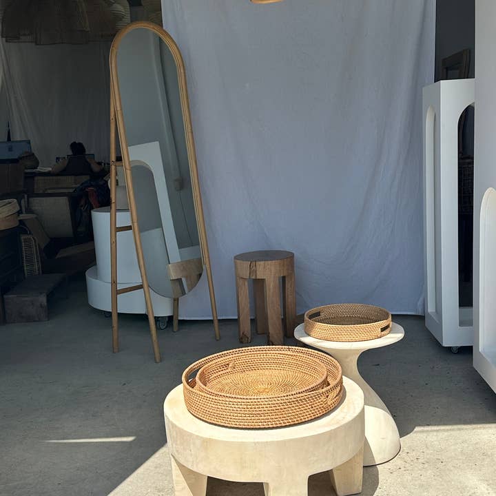 Office Objets - Wholesale Basket - Set of three handcrafted Indonesian wicker baskets in natural rattan (caramel)91