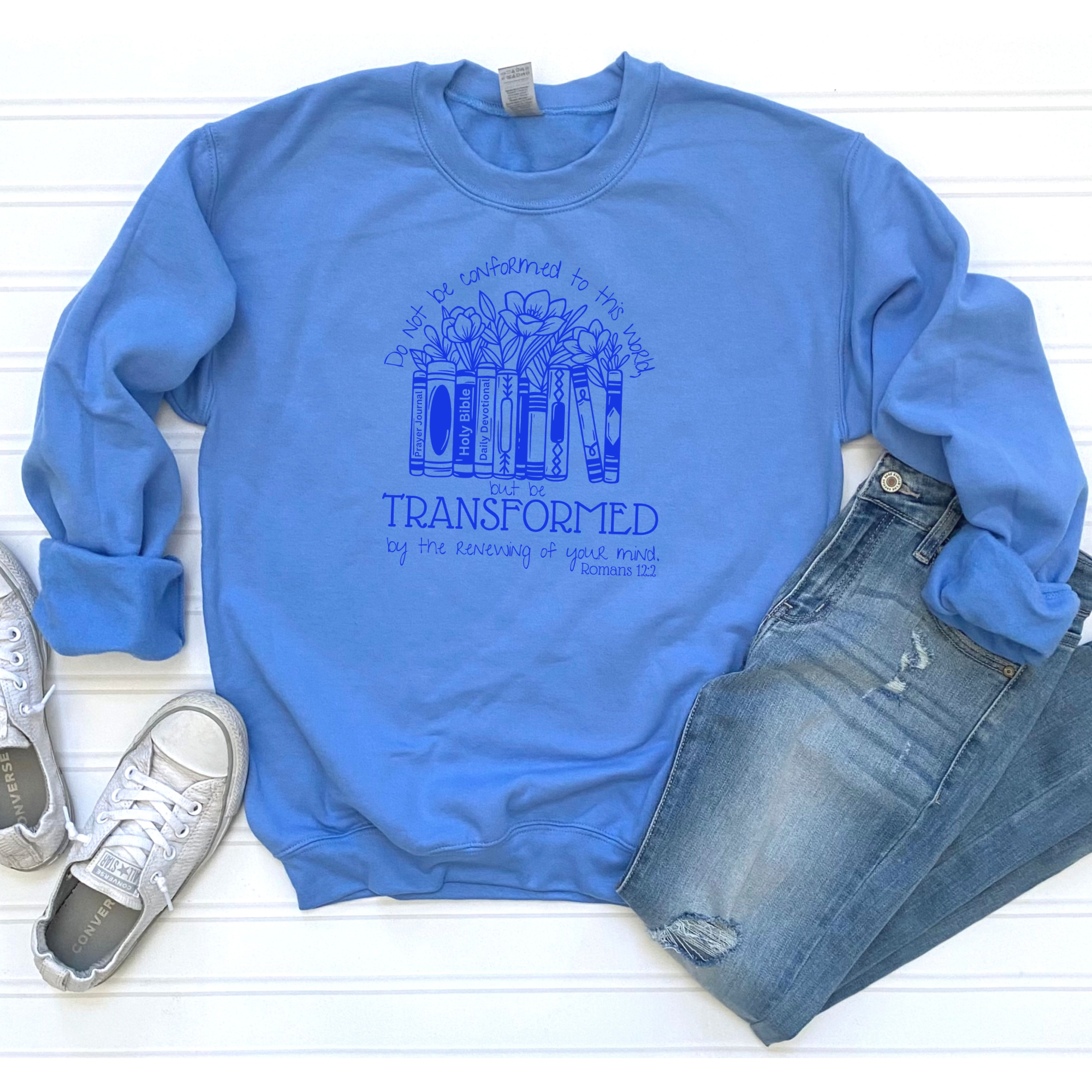 Love Ann Joy Apparel, LLC - Wholesale Graphic Sweatshirt - Women's - Renew Your Mind Book Lovers Christian Sweatshirt2