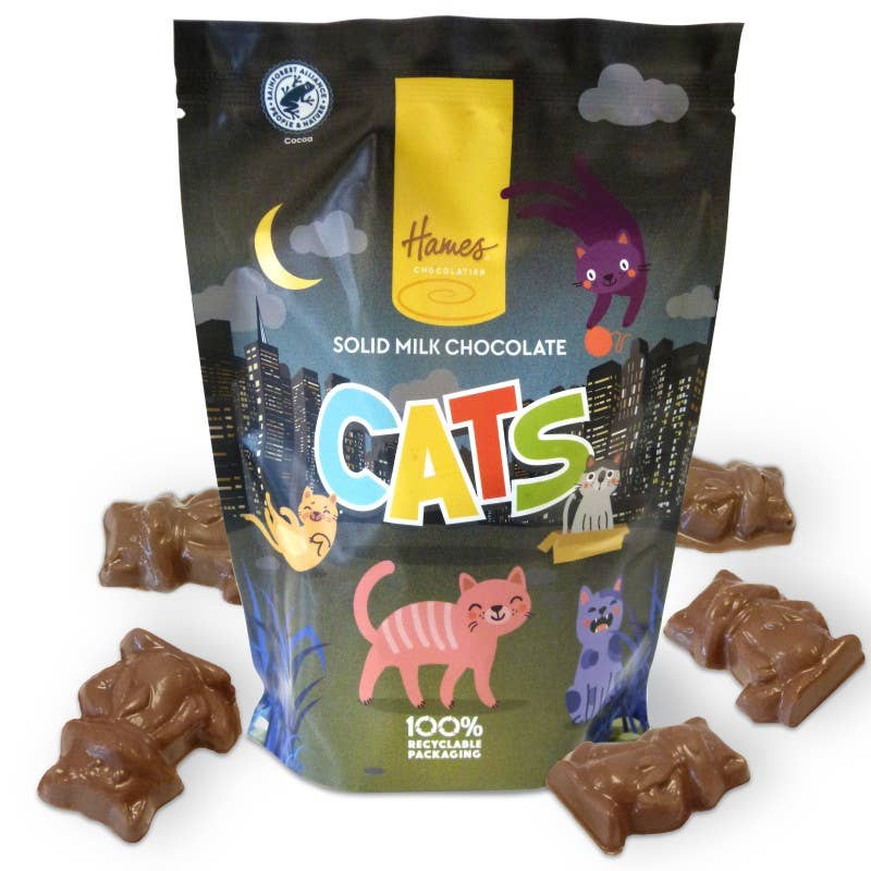 Hames Chocolates - Wholesale Chocolate - Solid Milk Chocolate Shaped Cats Pouch0