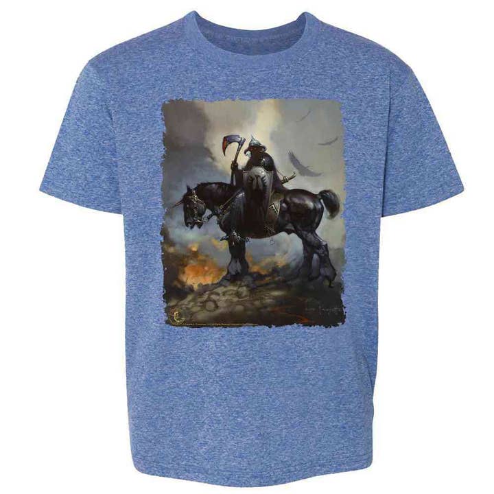 Pop Threads - Venta al por mayor Camiseta serigrafiada - Niños - Camiseta Death Dealer de Frank Frazetta Art Horror para niños y jóvenes2