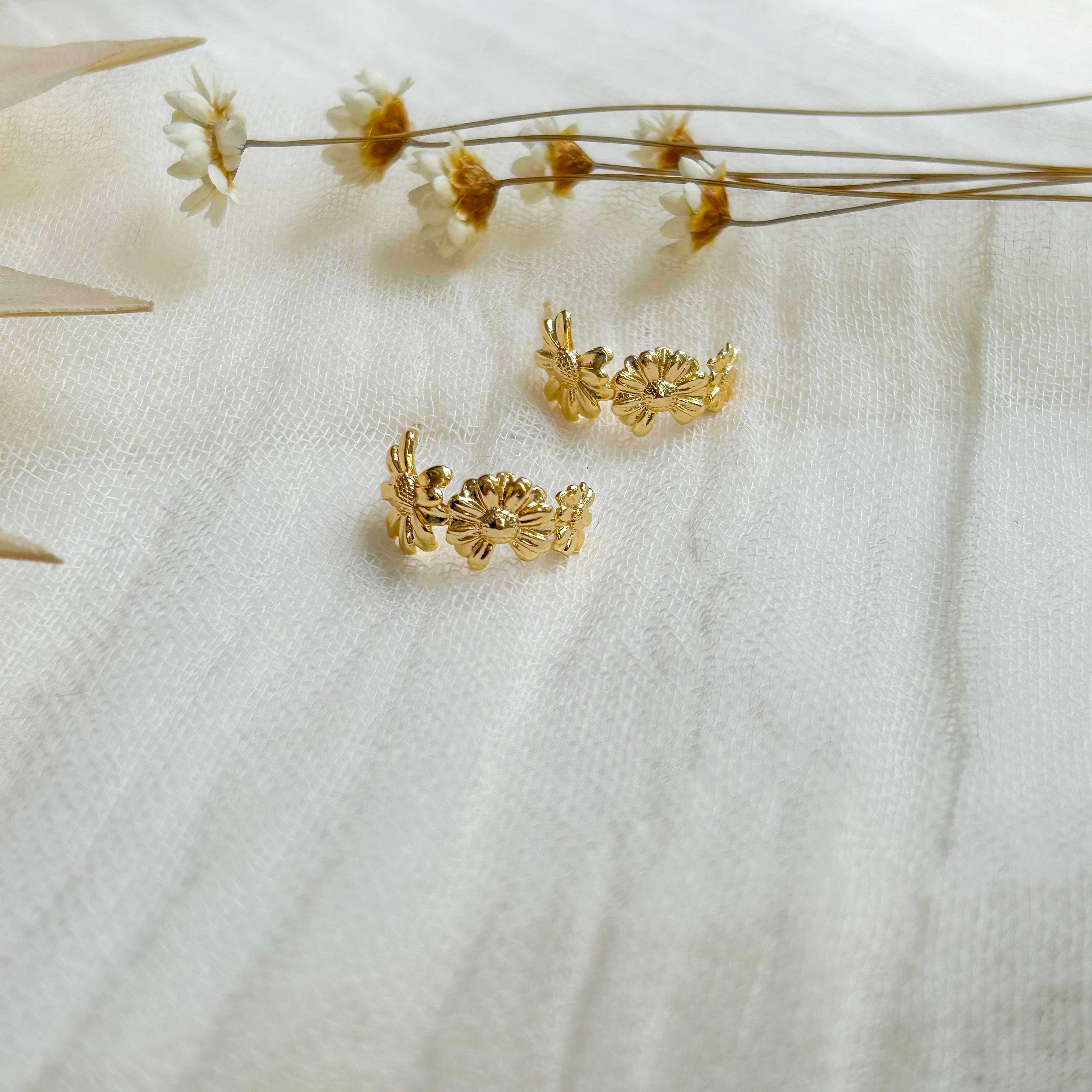 KARA | TOZER - Wholesale Hoop Earrings - Gold Floral Hoop Earrings1