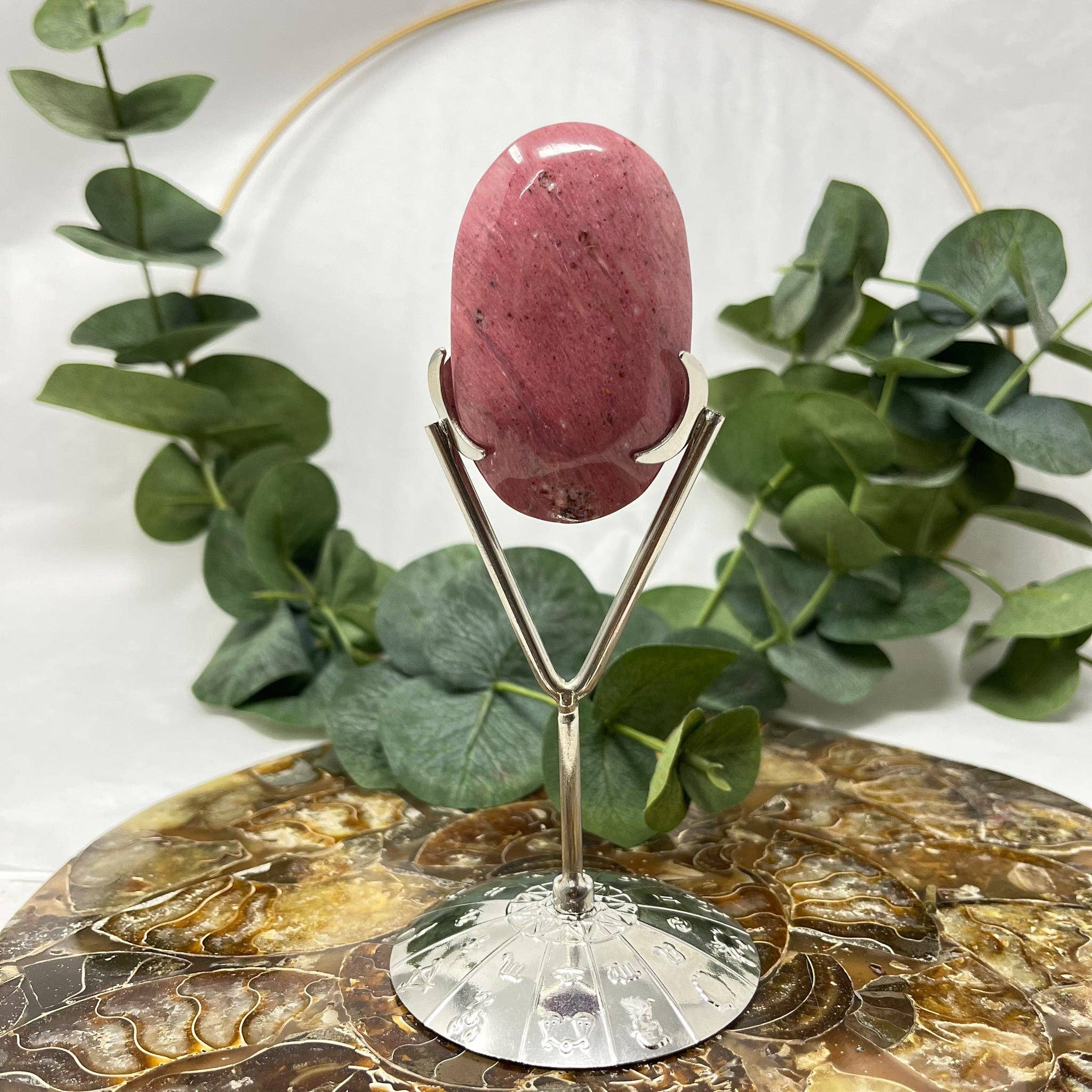 The Crystal Tabby – wholesale Spiritual stone/crystal – Pink Petrified Wood Palm Stone2