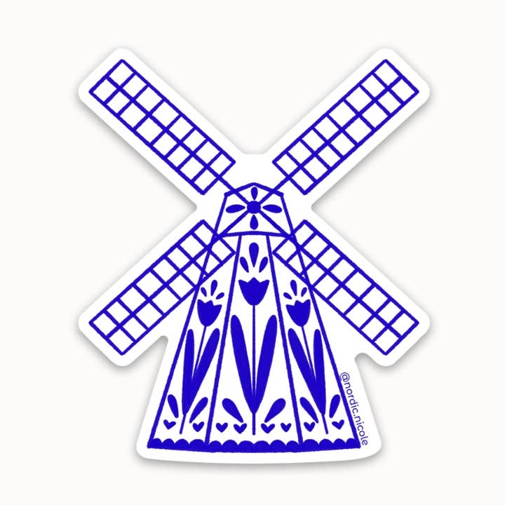 Autocolante de Moinho de Vento Azul de Delft Holandês por atacado de Nordic Nicole