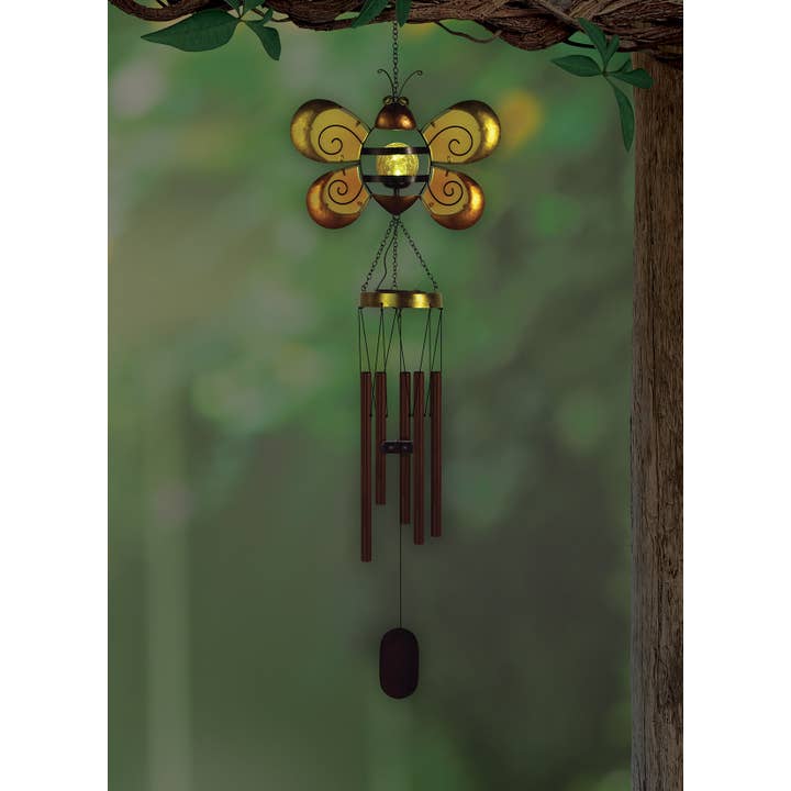 Sunset Vista Designs - Wholesale Wind Chime - 38" Bumblebee Spring Garden Solar Wind Chime - 93825