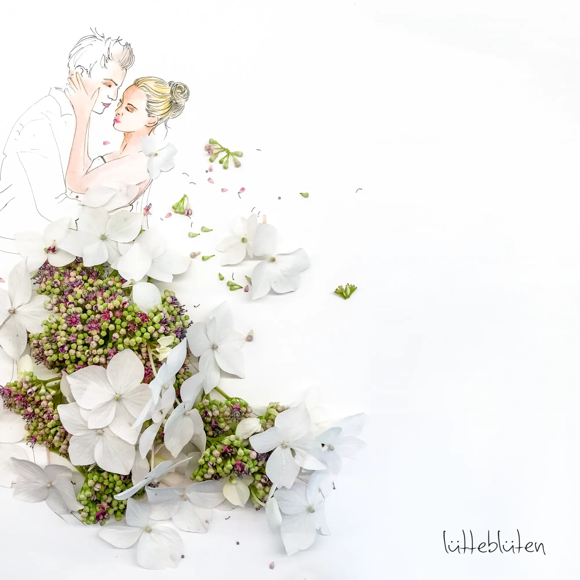 Lütteblüten – wholesale Wedding card – Hydrangea - Wedding Card with envelope1