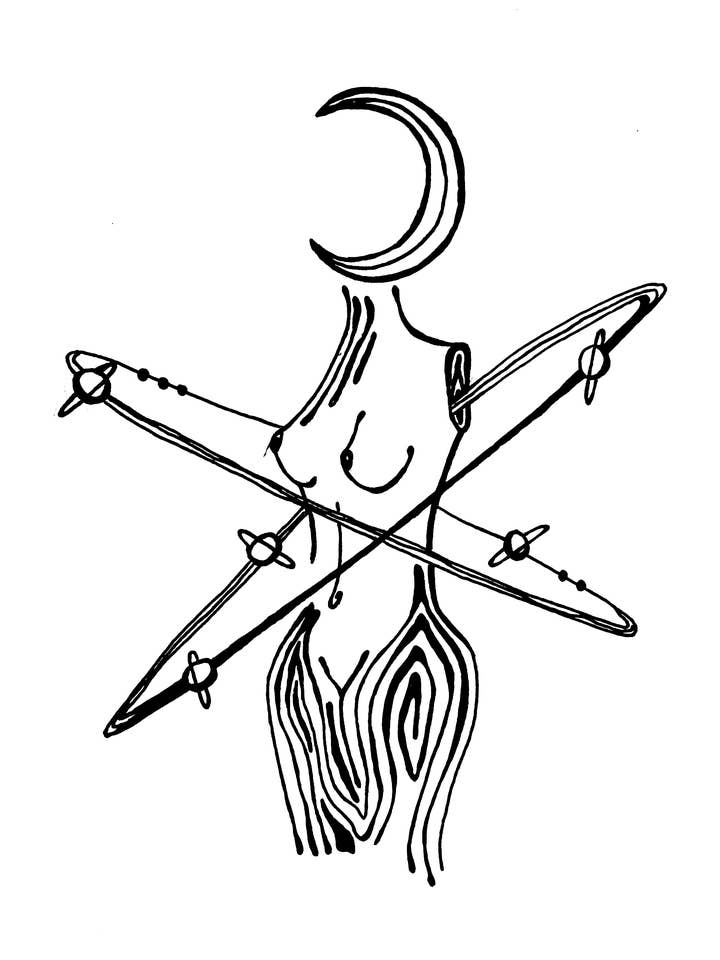 Impression artistique centrée (corps de femme avec énergie solaire) pour la vente par Mind & Company