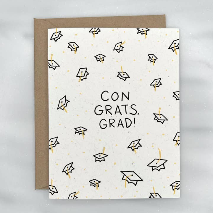 Gold Tassel Grad Caps - Graduation Card for wholesale by Lemon Doodle