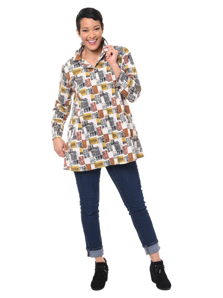 Tulip Clothing – Engroshandel Skjorte med buttondown – til kvinder – CV133 Logan i Rytme*2