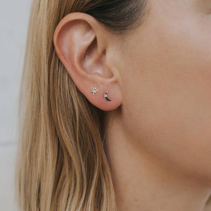 JaxKelly - Vente Clous d'oreille - Compléments - Soleil et lune - Boucles d'oreilles en or2