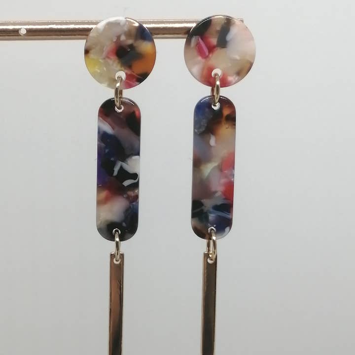 Ohrringe Resine 5 – Gold/Mehrfarbig für den Großhandel von Maison Delclef