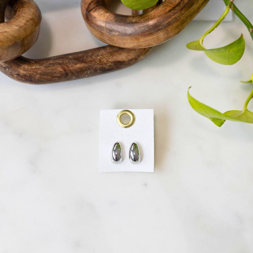 The Whale Boutique - Wholesale Stud/Post Earrings - The Megan Silver  Drop Stud0