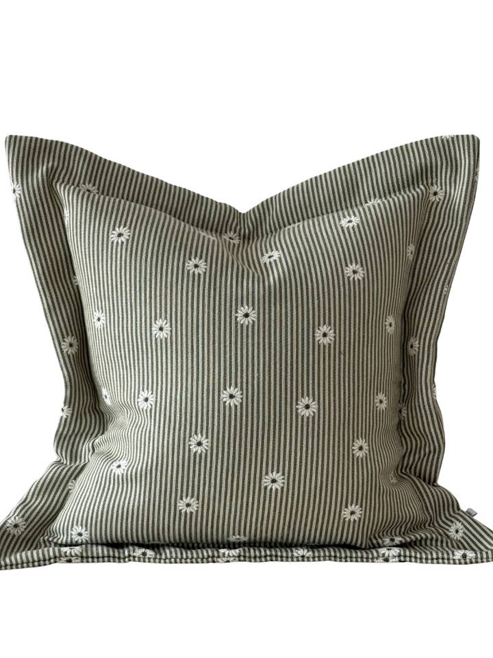 Cojín Margarita Salvia y Crema a Rayas 45x45 para venta al por mayor de Ellenvale Trade