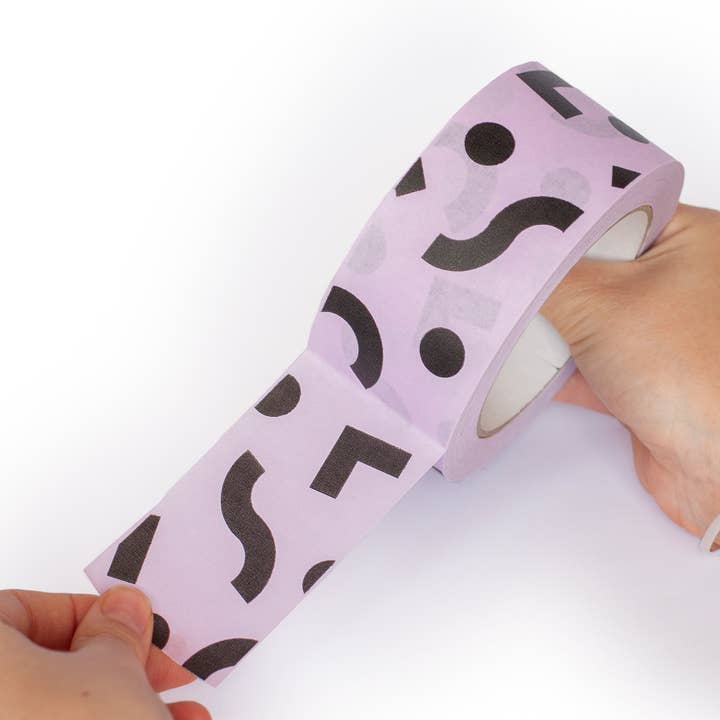 Packplan – wholesale Tape – Mauve tape and black shapes, Packaging tape1