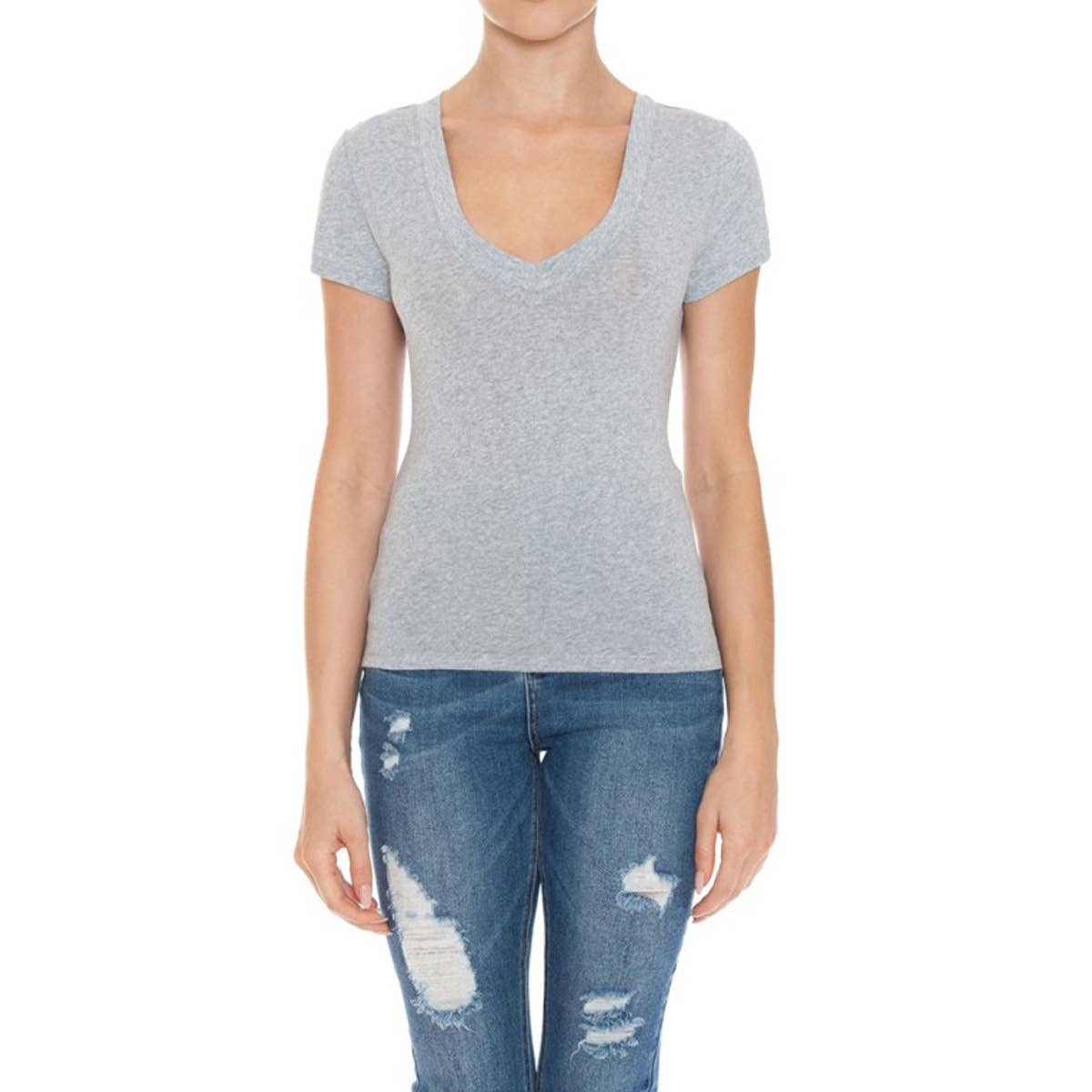 UP CLOTHING – wholesale T-shirt – women's – V NECK SHORT SLEEVE T SHIRT TOP9