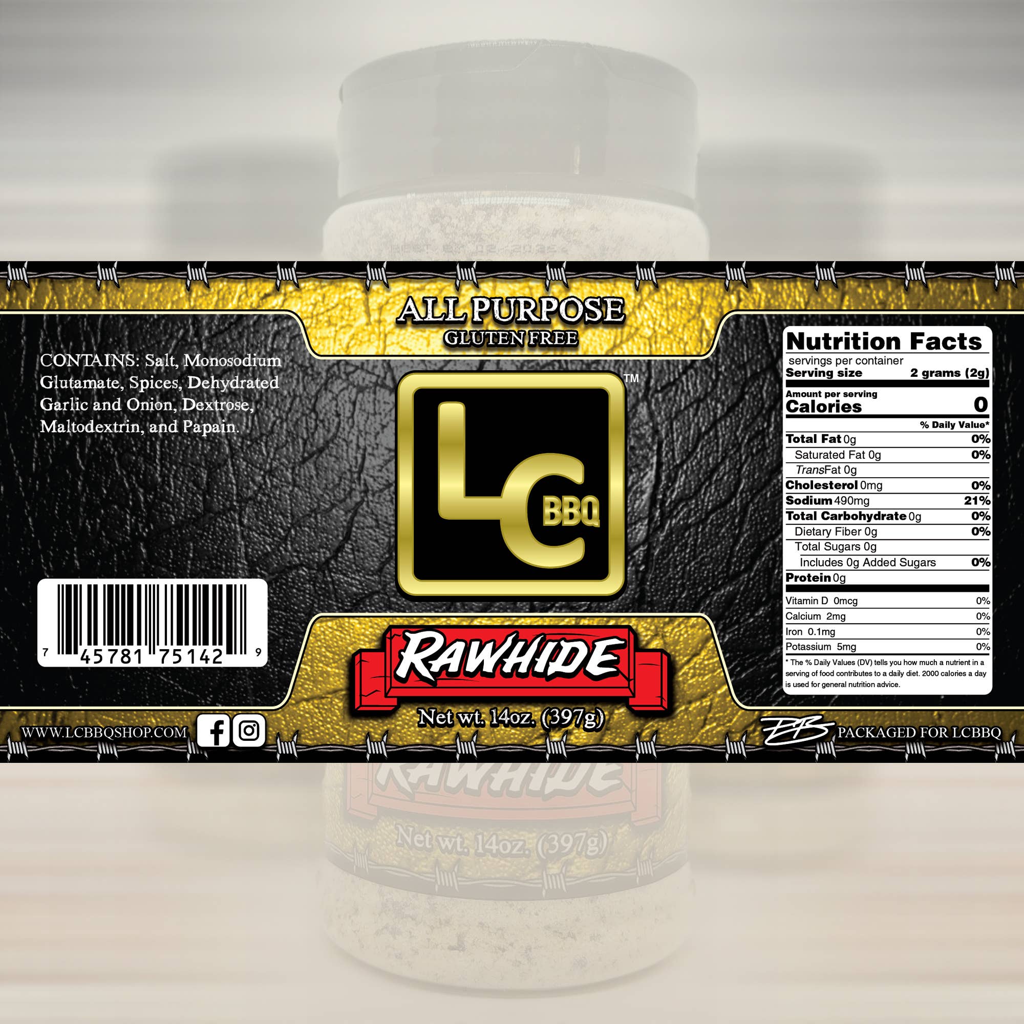 LC BBQ - Wholesale Rub - Rawhide - Competition All Purpose Rub -14oz1