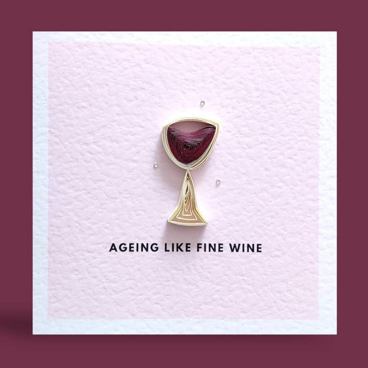 Tarjeta de felicitación de cumpleaños con diseño de filigrana en 3D, vino tinto para venta al por mayor de Crane and Quiller