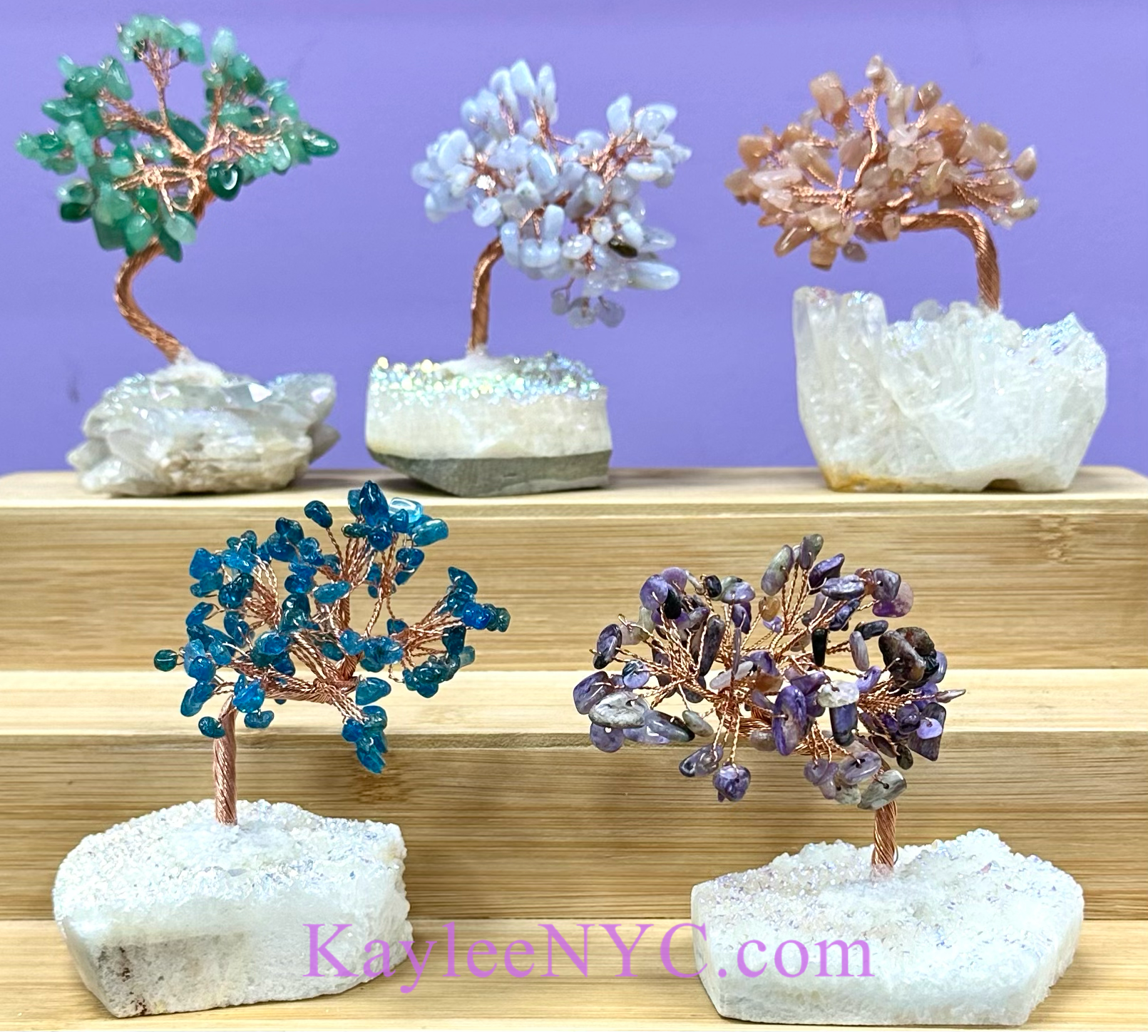 KayleeNYC - Wholesale Decorative Tabletop Object - Bonsai Tree with Angel Aura Quartz Cluster Base1