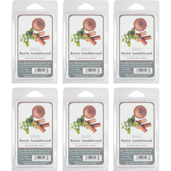Hosley® SINGLE WAX CUBE-RUSTIC SANDALWOOD 2.5OZ set of 6 for wholesale by Hosley
