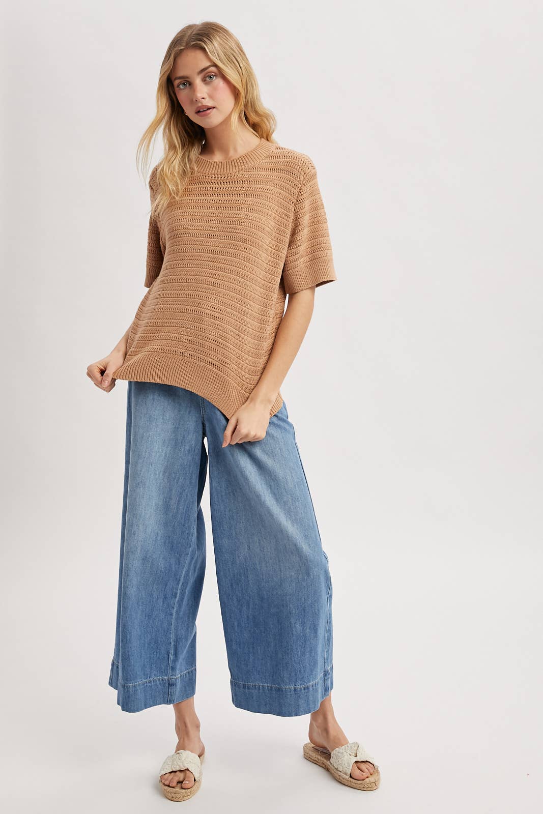 Wishlist Apparel - Wholesale Knit Sweater - Women's - TEXUTRED SHORT SLEEVE SWEATER TOP / WL25-118961