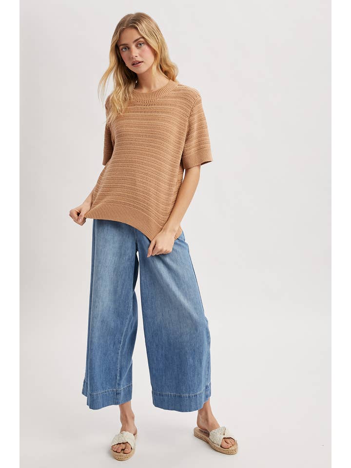 Wishlist Apparel - Wholesale Knit Sweater - Women's - TEXUTRED SHORT SLEEVE SWEATER TOP / WL25-118961