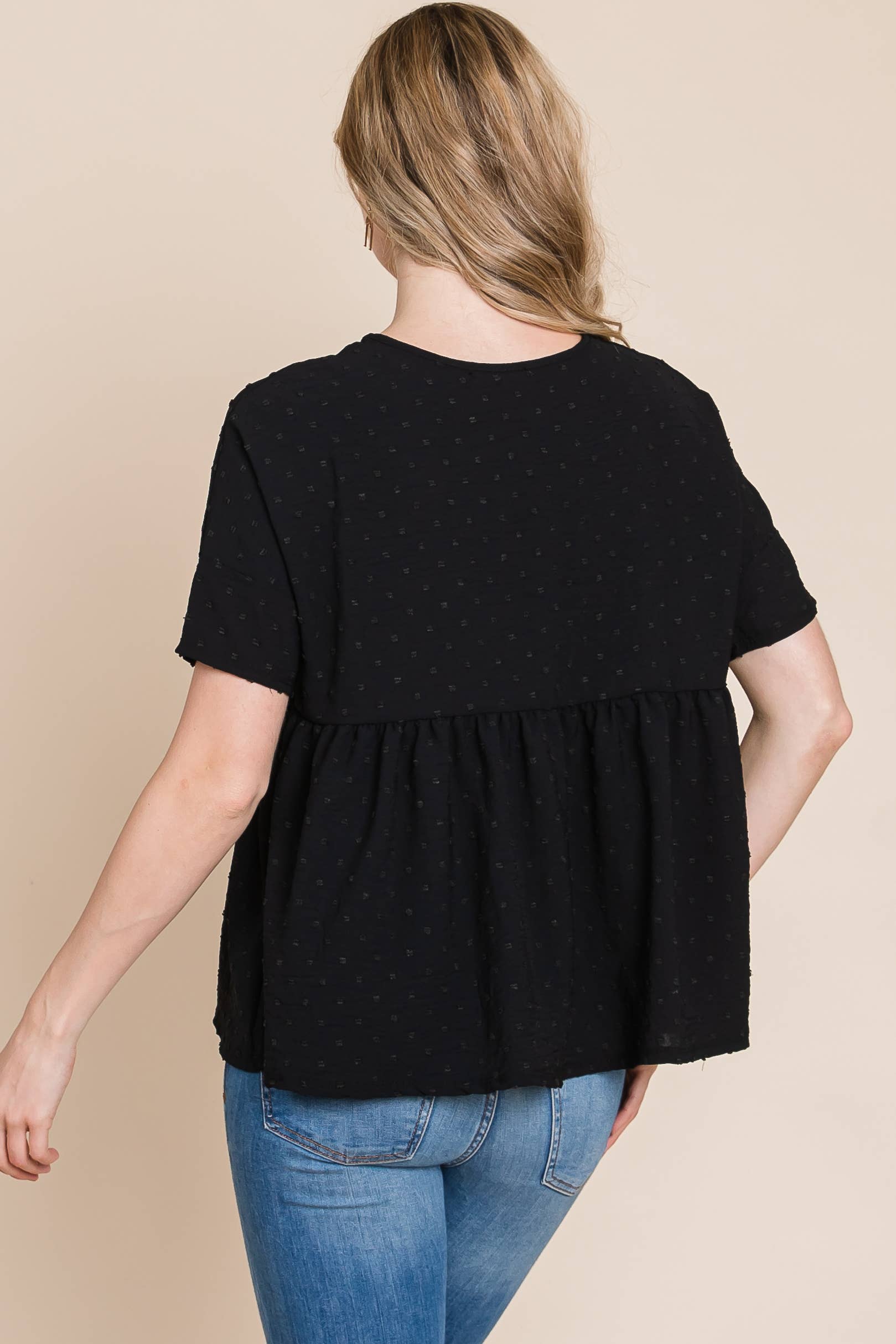 BOMBOM – Engroshandel Bluse - Dame – TA1837 TEKSTURERET PEPLUM TOP3