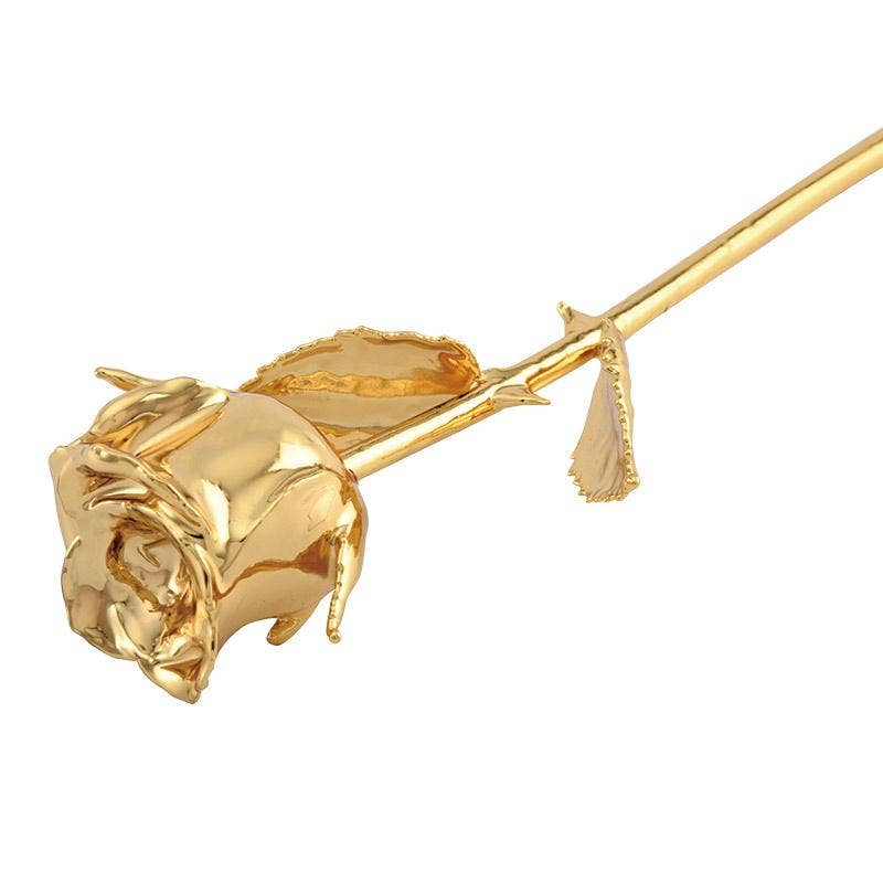 CHAKRA VIEW - Wholesale Artificial Flowers - 24 Karat Gold Dipped Rose Half Bloom - Gold1