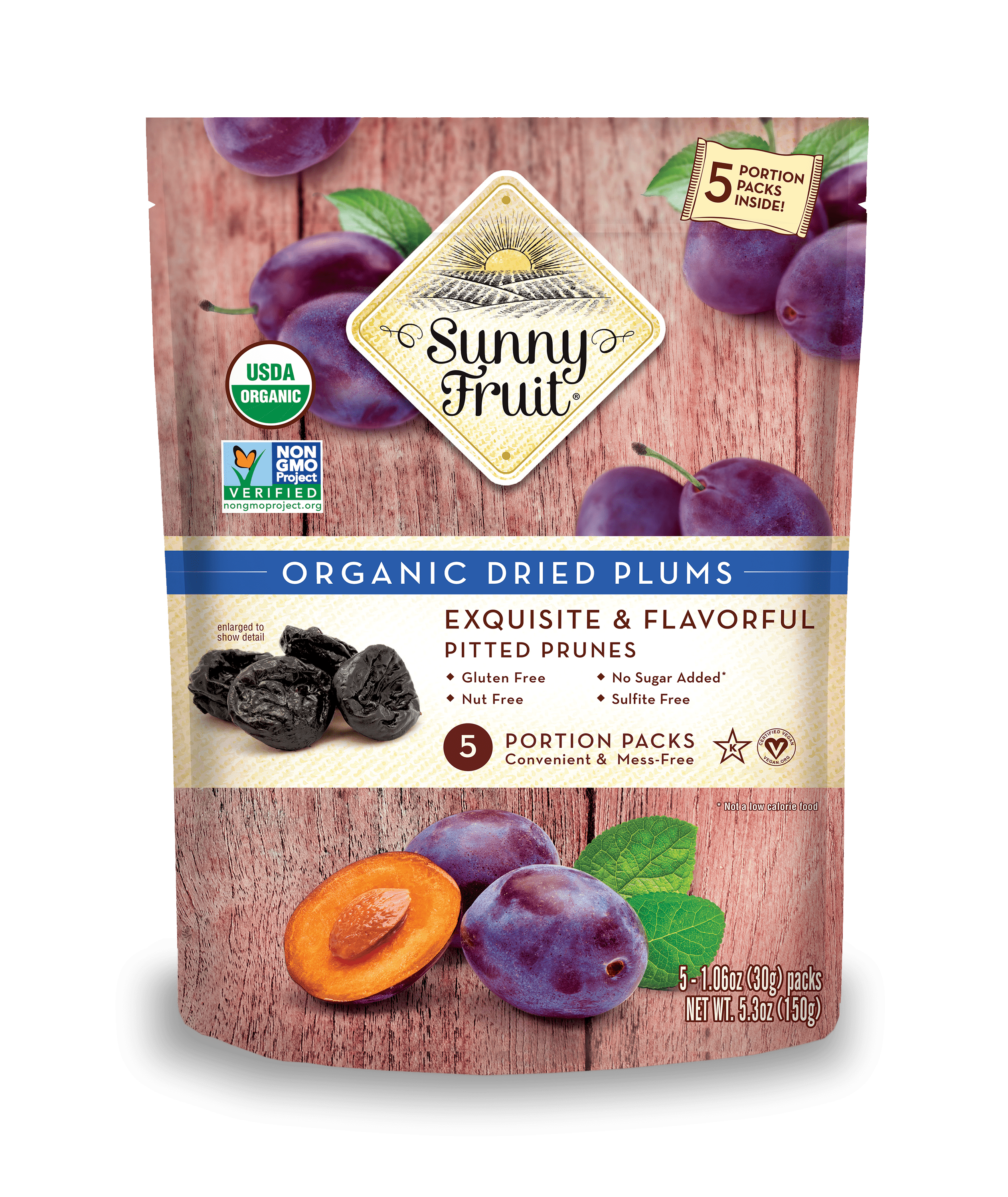 Sunny Fruit Organic Figs 5 Portion Packs 1.76 oz ( 50 g) Each