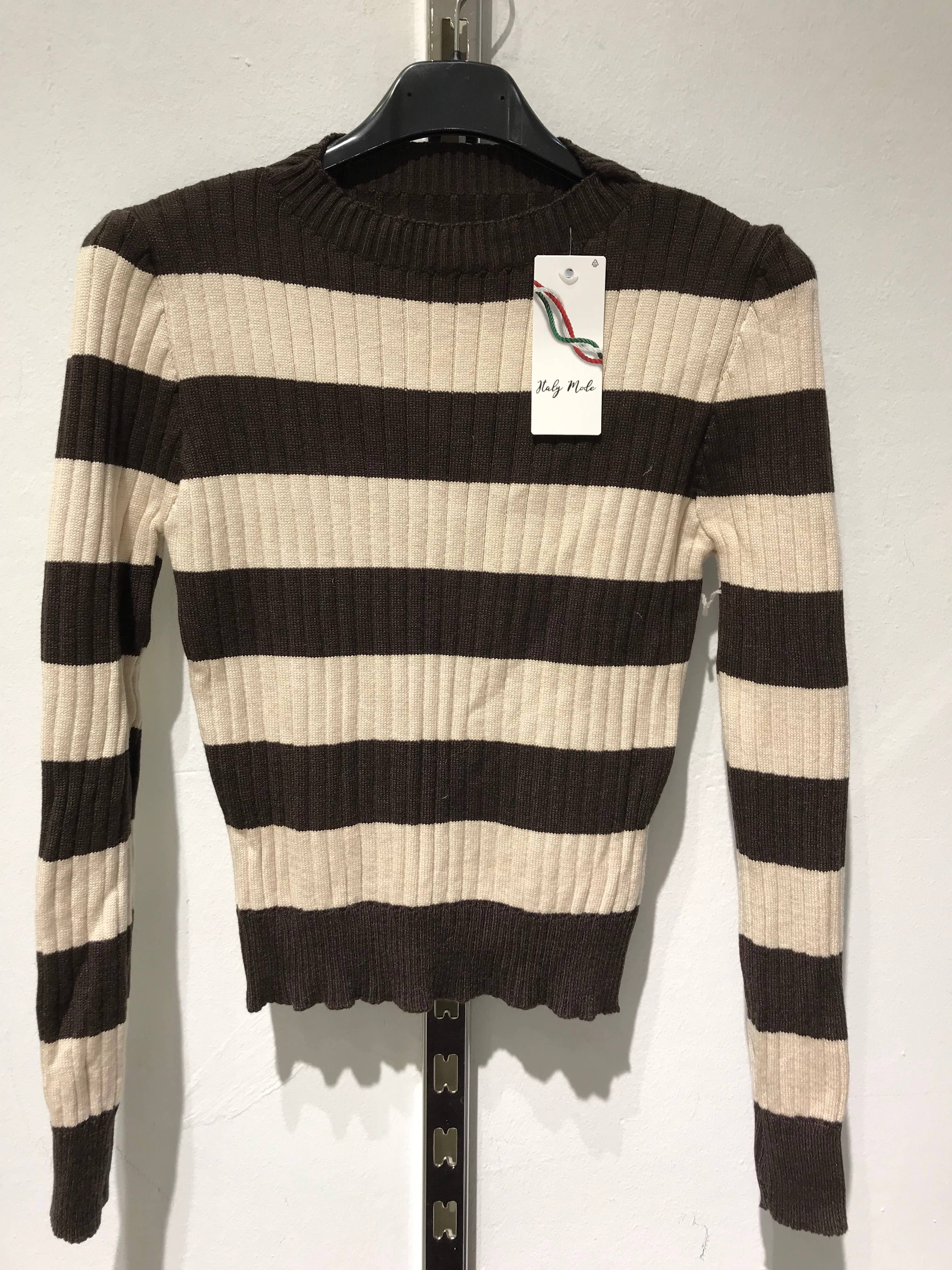 Only Yuan - Wholesale Knit Sweater - Women's - ref 24321 striped jersey0