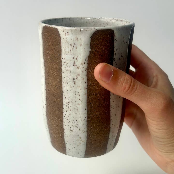 Handmade Ceramic Tumbler – Stripes for wholesale by Sarah Mennell Ceramics