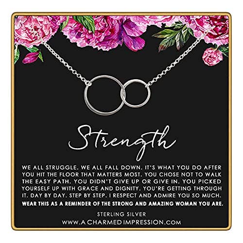 Krachtketting • Verslavingsherstel • Cadeau voor overlevenden • Zilveren halsketting • Kracht • Aanmoediging • Kankerscheiding Alleenstaande moeder Depressie • Inspirerende geschenken voor wholesale door A Charmed Impression