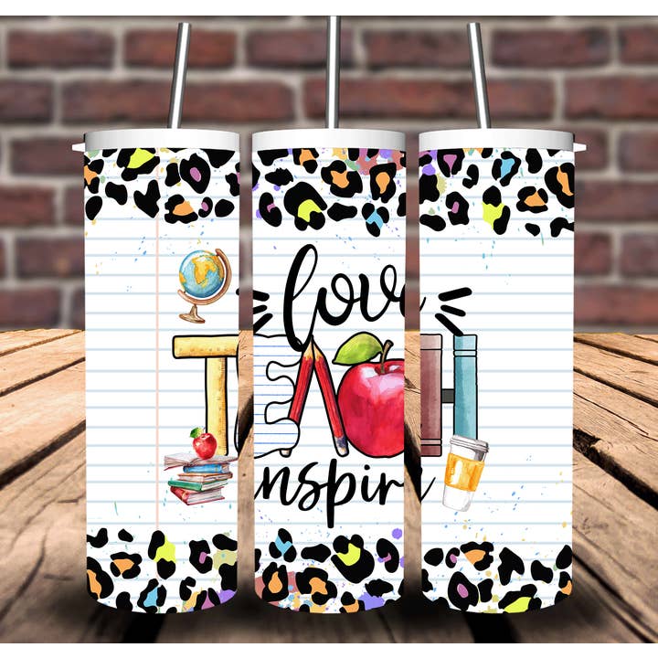 Teach Love Inspire Teacher Sublimation Tumbler 20oz 30oz for wholesale by Sweet Tees