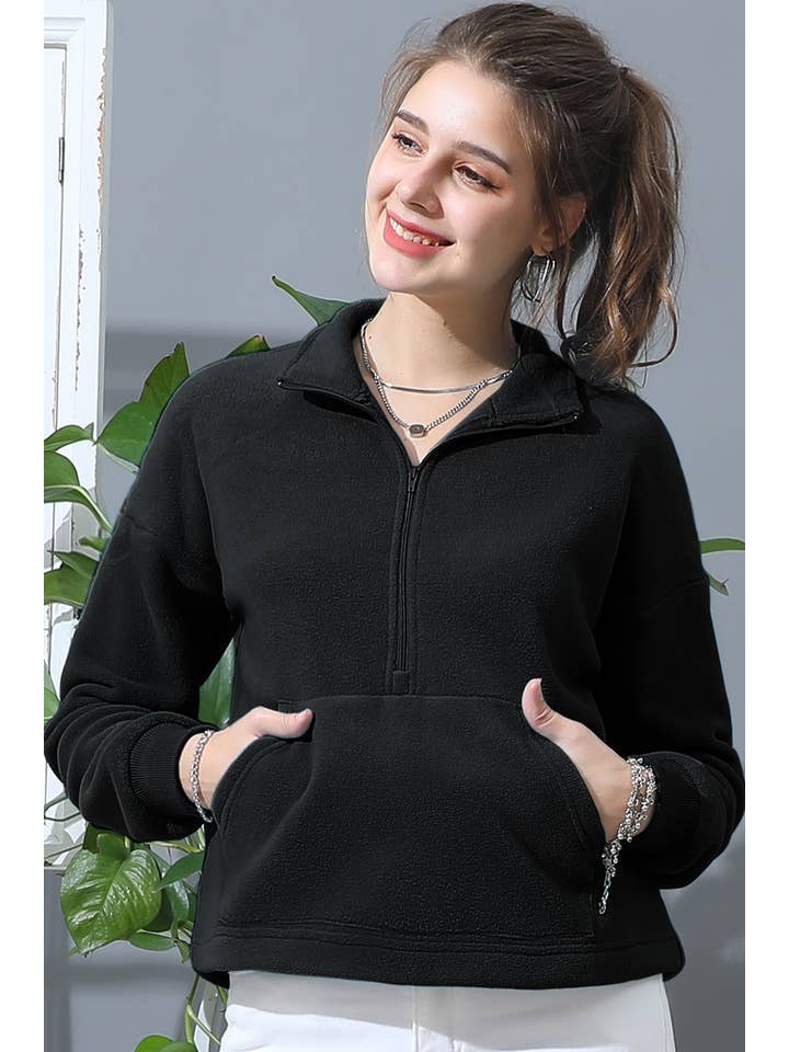Lily Clothing - Wholesale Fleece - Women's - NECK HALF ZIP UP FLEECE PULLOVER ANORAK JACKET0